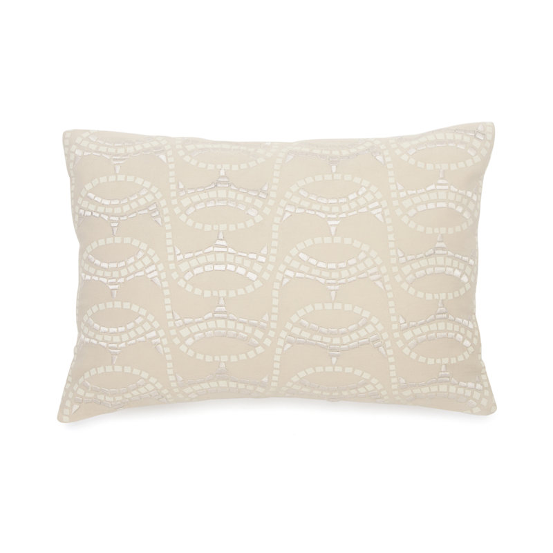 BiniChic Terracotta Embroidered Mosaic Decorative Cotton Throw Pillow